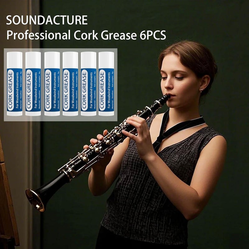 SOUNDACTURE 6PCS Cork Grease for Clarinet, Saxophone, Alto Sax, Woodwind Instrument Maintenance, Lubricant for Cork Joints, Easy-to-Use Grease Tube for Woodwind Care - Image 2